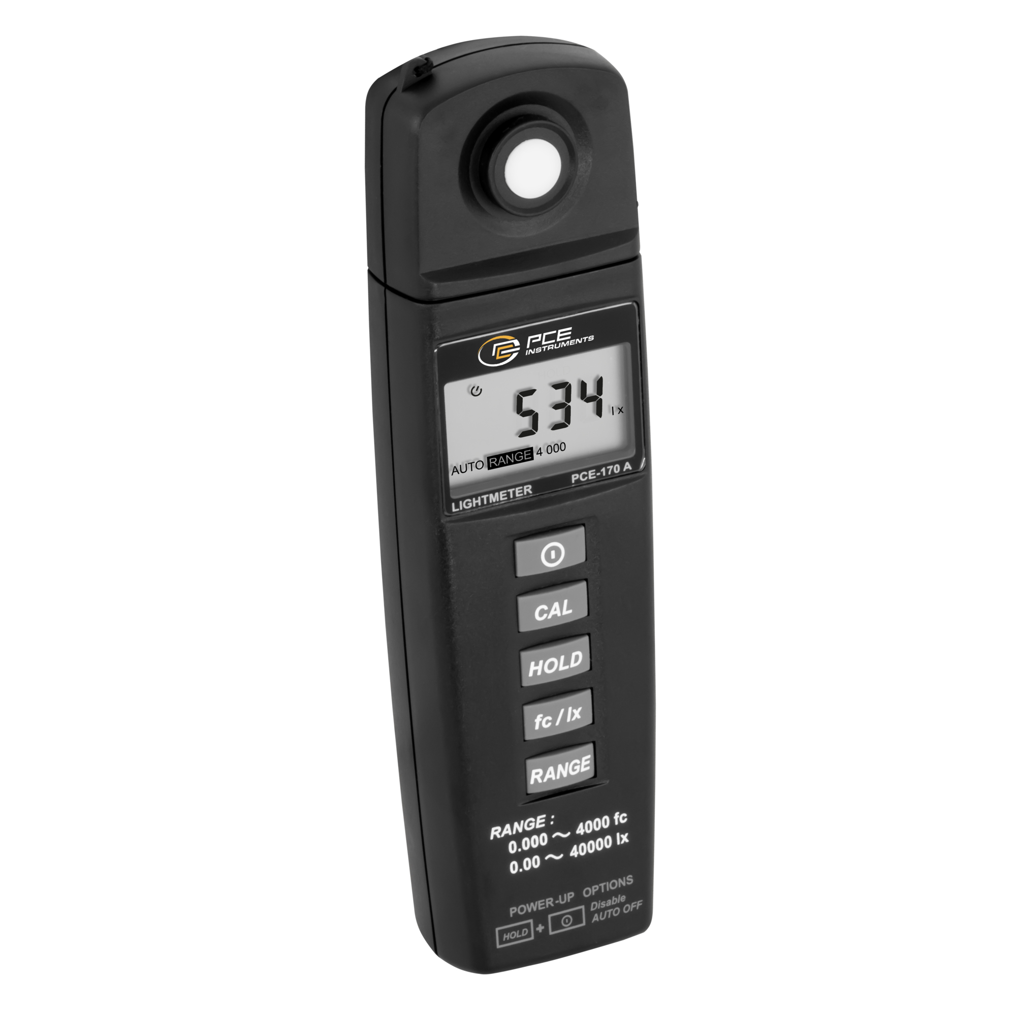 PCE Luxmeter — 40,000 Lux, Internal Sensor, Automatic Zero Adjustment, Model# PCE-170 A